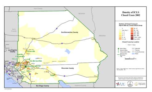 Inyo County  Density of ICLS Closed Cases 2002  !