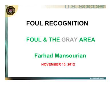 FOUL RECOGNITION FOUL & THE GRAY AREA Farhad Mansourian NOVEMBER 10, 2012  Foul