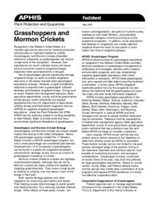 APHIS Plant Protection and Quarantine Grasshoppers and Mormon Crickets Rangeland in the Western United States is a