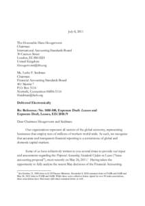 July 8, 2011 The Honorable Hans Hoogervorst Chairman International Accounting Standards Board 30 Cannon Street London, EC4M 6XH