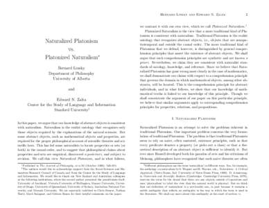 Bernard Linsky and Edward N. Zalta  Naturalized Platonism