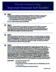 Ellsworth Community College  Important Financial Aid Checklist   