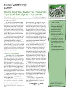 Home Sprinkler Systems: Preparing Your Sprinkler System for Winter Fact Sheet No.		4.719 C r o p Ser ies|Irrigation