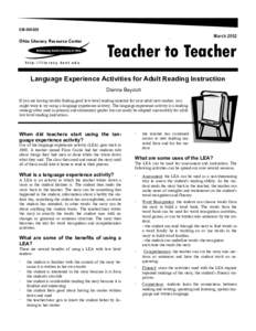 [removed]Ohio Literacy Resource Center Enhancing Adult Literacy in Ohio  http://literacy.kent.edu