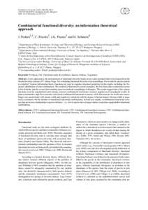 COMMUNITY ECOLOGY 14(2): , /$20.00 © Akadémiai Kiadó, Budapest DOI: ComEcCombinatorial functional diversity: an information theoretical approach