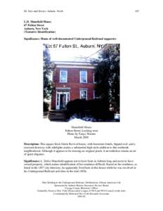 III. Sites and Stories: Auburn--North  107 L.D. Mansfield House 67 Fulton Street