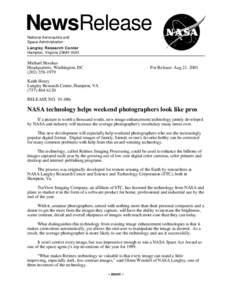 NewsRelease National Aeronautics and Space Administration Langley Research Center Hampton, Virginia[removed]