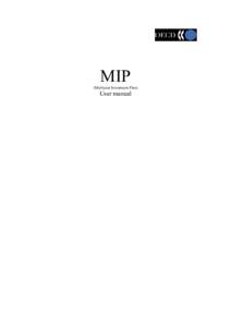 MIP (Multiyear Investment Plan) User manual  Table of contents