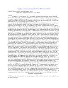 Southern Campaign American Revolution Pension Statements Pension Application of Alexander Logan S8845 Transcribed and annotated by C. Leon Harris Virginia On this 22 nd day of August 1832 personally appeared in open Cour