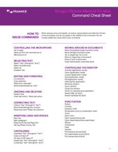 Dragon Dictate Medical for Mac Command Cheat Sheet HOW TO ISSUE COMMANDS