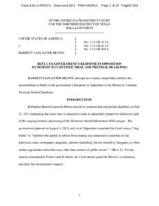 Case 3:12-crL Document 82-1 FiledPage 1 of 10 PageID 323 IN THE UNITED STATES DISTRICT COURT FOR THE NORTHERN DISTRICT OF TEXAS