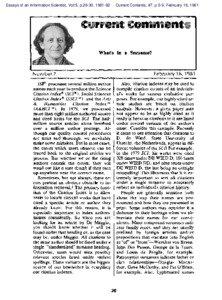 Essays of an Information Scientist, Vol:5, p.26-30, [removed]Current Contents, #7, p.5-9, February 16, 1981