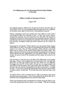 Fact-finding report by the International Press Freedom Mission to Sri Lanka Jaffna’s media in the grip of terror August 2007