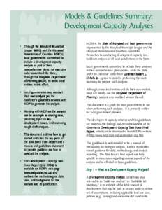 Models & Guidelines Summary: Development Capacity Analyses ough the Mar yland Municipal • Thr Through