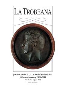 LA TROBEANA  Journal of the C. J. La Trobe Society Inc. 10th[removed]Journal