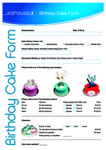 Birthday Cake Form  Birthday Cake Form Booking Name