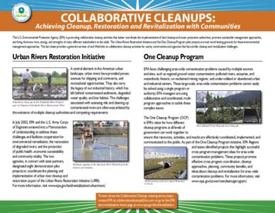 COLLABORATIVE CLEANUPS: Achieving Cleanup, Restoration and Revitalization with Communities