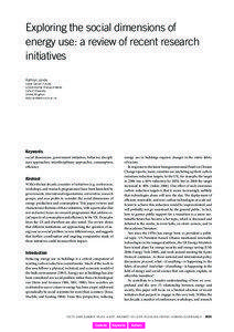 Exploring the social dimensions of energy use: a review of recent research initiatives