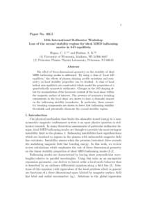 1 Paper No. 0II.5 13th International Stellarator Workshop Loss of the second stability regime for ideal MHD ballooning modes in 3-D equilibria Hegna, C. C.(1) and Hudson, S. R.(2)