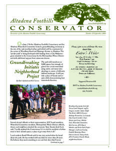 Altadena Foothills  www.altadenafoothills.org C O N S E R V A T O R Newsletter of the Altadena Foothills Conservancy