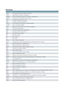 Acronyms AIPN ･･･ Advanced Industrial Property Network  APEC