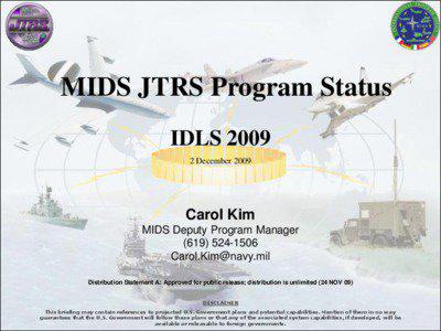 MIDS JTRS Program Status IDLS[removed]December 2009