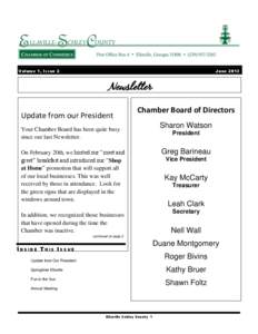 Volume 1, Issue 2  June 2013 Newsletter Update from our President