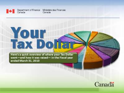 Your  Tax Dollar Here’s a quick overview of where your Tax Dollar went—and how it was raised— in the Fiscal year