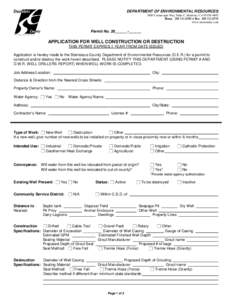 DEPARTMENT OF ENVIRONMENTAL RESOURCES 3800 Cornucopia Way, Suite C, Modesto, CA[removed]Phone: [removed] ● Fax: [removed]www.stancounty.com  Permit No. 20______-______