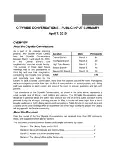 Citywide Conversations - Public Input Summary