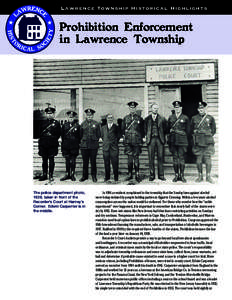 Lawrence Township Historical Highlights  Prohibition Enforcement in Lawrence Township  The police department photo,
