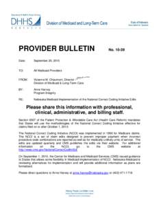 PROVIDER BULLETIN  No[removed]Date: