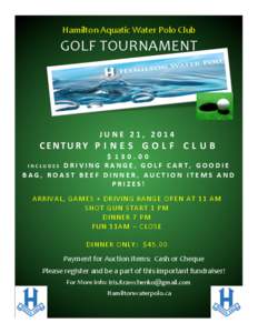    Hamilton	
  Aquatic	
  Water	
  Polo	
  Club	
   GOLF	
  TOURNAMENT	
  