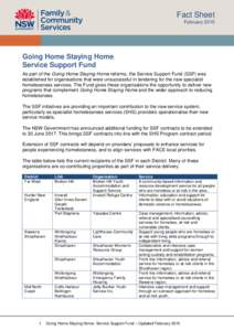 Going Home Staying Home Service Support Fund