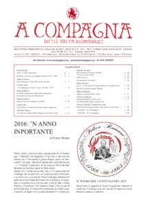 BOLLETTINO TRIMESTRALE, OMAGGIO AI SOCI - SPED. IN A.P. - 45% - ART. 2 COMMA 20/B LEGGEGENOVA Anno XLVIII, N.S. - N. 1 - Gennaio - Marzo 2016 Iscr. R.O.C. nTariffa R.O.C.: “Poste Italiane S.p.A. - S