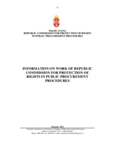 -0-  Republic of Serbia REPUBLIC COMMISSION FOR PROTECTION OF RIGHTS IN PUBLIC PROCUREMENT PROCEDURES