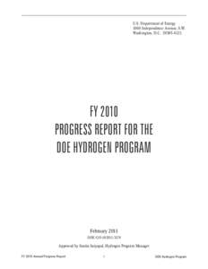 Title Page and Table of Contents, DOE Hydrogen Program FY 2010 Annual Progress Report