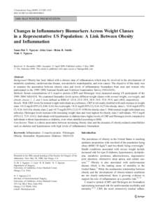 J Gastrointest Surg[removed]:1205–1212 DOI[removed]s11605[removed]SSAT POSTER PRESENTATION  Changes in Inflammatory Biomarkers Across Weight Classes