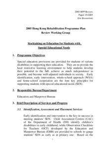 2005 RPP Review Paper[removed]for discussion[removed]Hong Kong Rehabilitation Programme Plan Review Working Group