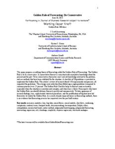 1  Golden Rule of Forecasting: Be Conservative June 18, 2014  Forthcoming in Journal of Business Research subject to revisions*