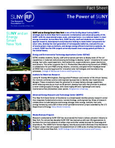 Fact Sheet  The Power of SUNY Energy SUNY and an Energy