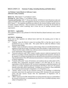 REGULATION[removed]Emissions Trading (Including Banking and Bubble Rules) Air Pollution Control District of Jefferson County Jefferson County, Kentucky