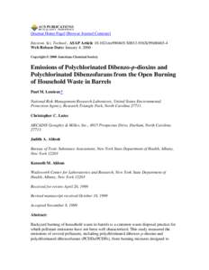 [Journal Home Page] [Browse Journal Contents] Environ. Sci. Technol., ASAP Article[removed]es990465t S0013-936X[removed]Web Release Date: January 4, 2000 Copyright © 2000 American Chemical Society  Emissions of Polyc