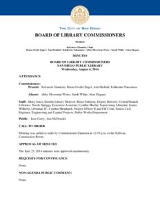 BOARD OF LIBRARY COMMISSIONERS Members Salvatore Giametta, Chair Ileana Ovalle Engel • Ann Haddad • Katherine Nakamura • Abby Silverman Weiss • Sarah White • Alan Ziegaus  MINUTES