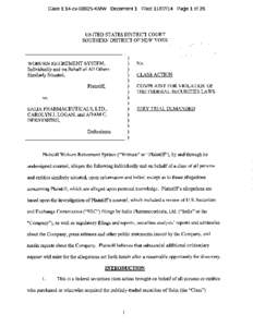 Woburn Retirement System, et al. v. Salix Pharmaceuticals, Ltd., et al. 14-CV[removed]Complaint for Violation of the Federal Securities Laws