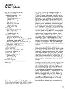 Chapter 8 Drying Defects Effect of drying temperatures 180 Defect categories 180 Rupture of wood tissue 180 surface checks 180