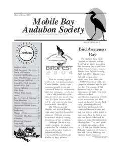 M ARCH /A PRIL , 2004  Mobile Bay Audubon Society A CHAPTER OF THE N ATIONAL A UDUBON S OCIET Y SINCE 1971