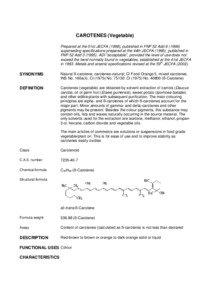 CAROTENES (Vegetable) Prepared at the 51st JECFA (1998), published in FNP 52 Add[removed]superseding specifications prepared at the 44th JECFA (1995), published in