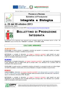 DIREZIONE GENERALE AGRICOLTURA, ECONOMIA ITTICA, ATTIVITÀ FAUNISTICO-VENATORIE  PROVINCIA DI RAVENNA Bollettino di Produzione