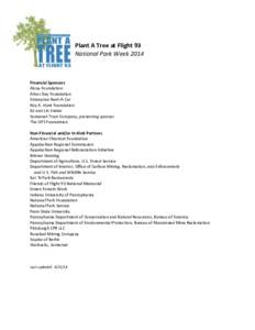 Plant A Tree at Flight 93 National Park Week 2014 Financial Sponsors Alcoa Foundation Arbor Day Foundation